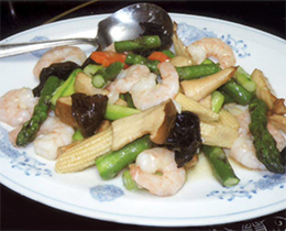 海老とアスパラの塩味炒め